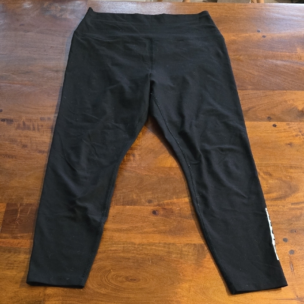 Peloton Cadent Black Leggings With Light Blue Logo Size XL